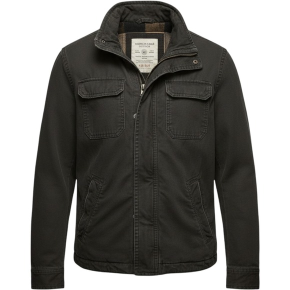 American Eagle Outfitters Other - American Eagle Outfitters Mens XL Charcoal Gray Plaid Lined Field Jacket Canvas